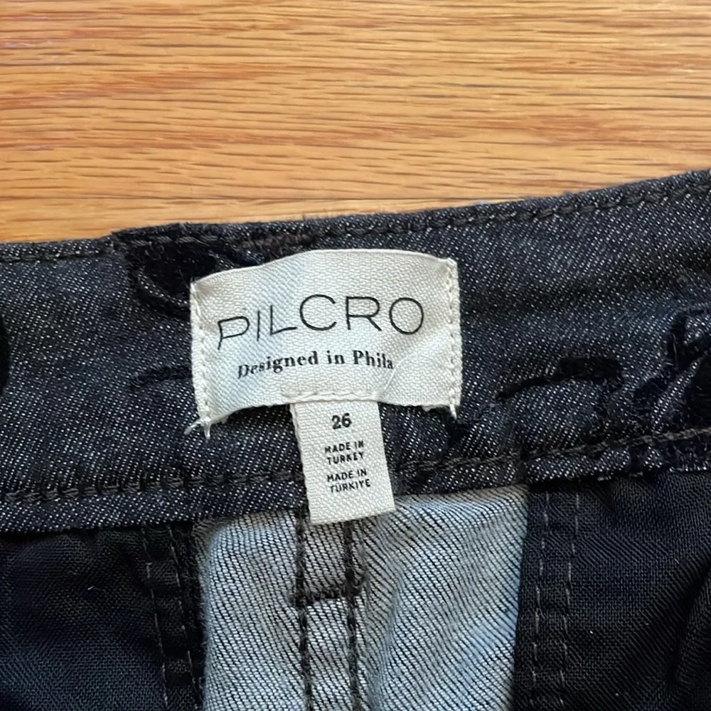 Anthropologie PILCRO Fluted High-Rise Flare Jeans Floral Black Handel Wash‎ 26